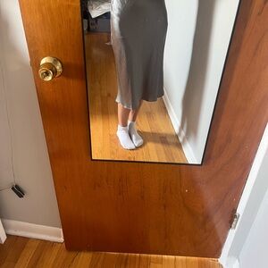 Aritiza Babaton Silver Midi Slip Skirt